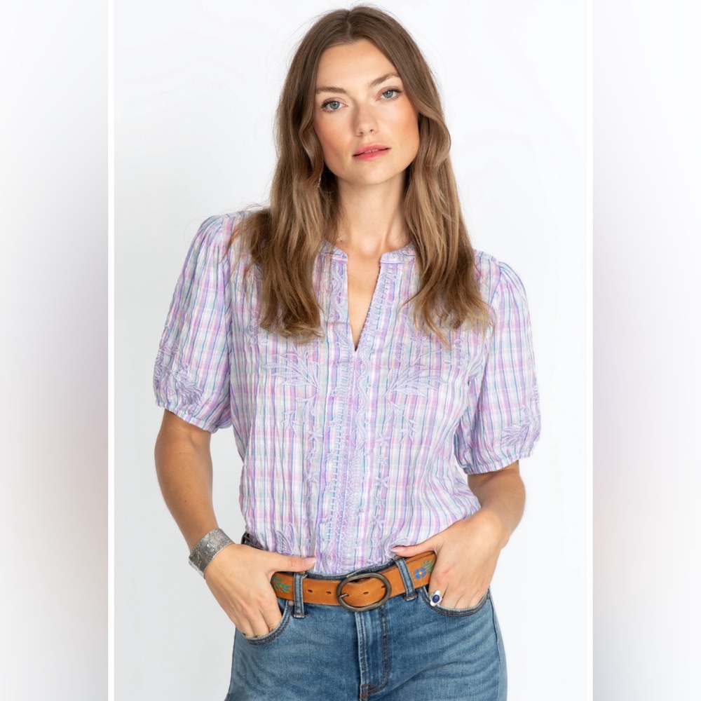 Johnny Was Workshop Malo Puff Sleeve Blouse- Size Medium